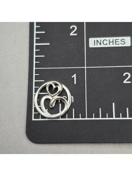 Sterling Silver Mother Daughter Heart Pendant Necklace Open Work Signed LA 925 - Picture 7 of 11